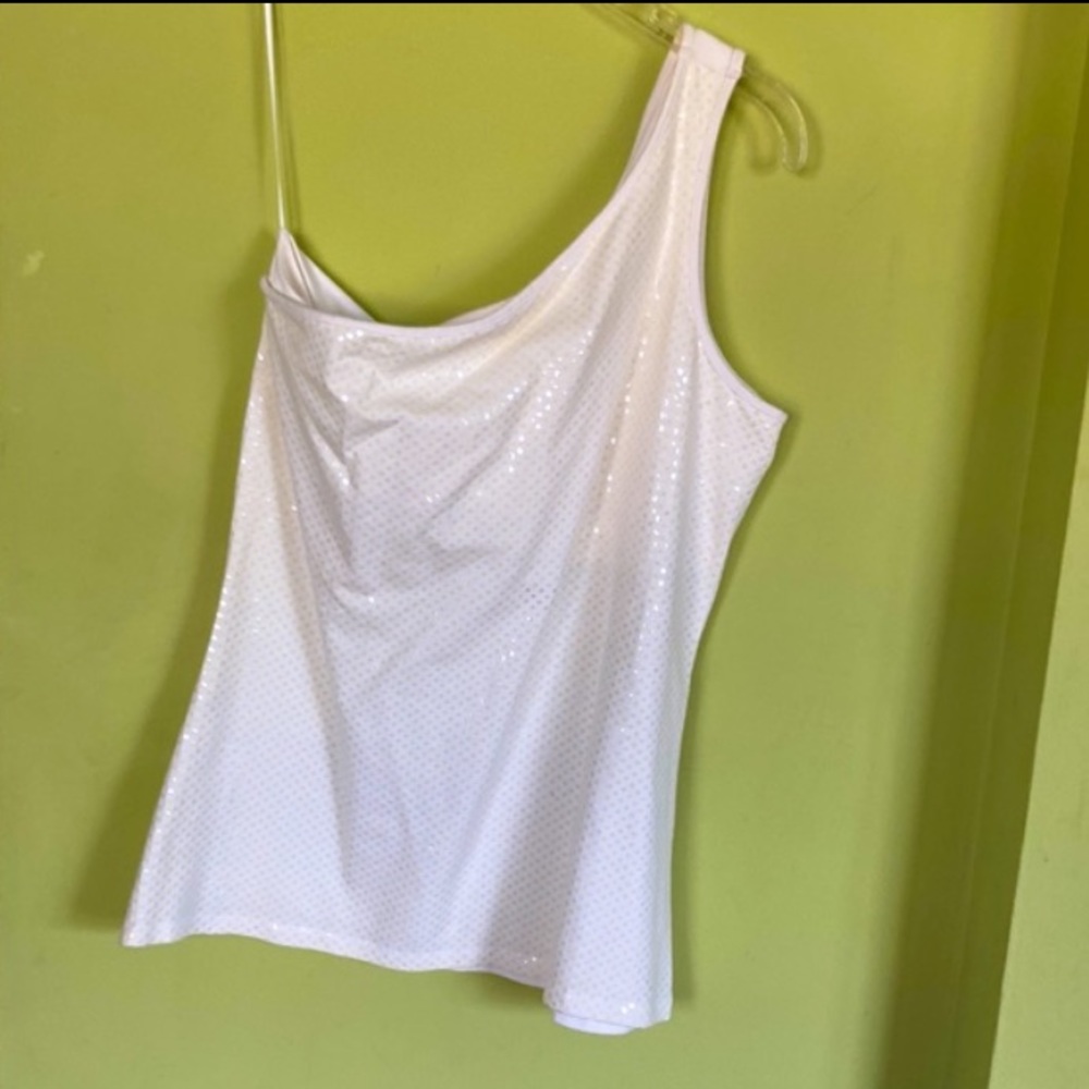 women’s EXPRESS size large one-shoulder sequin top